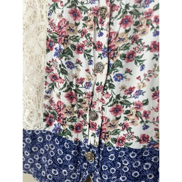 Vintage Patchwork Lace Vest M Cottagecore Boho Phoebe Grunge Artsy Button USA - Picture 2 of 9